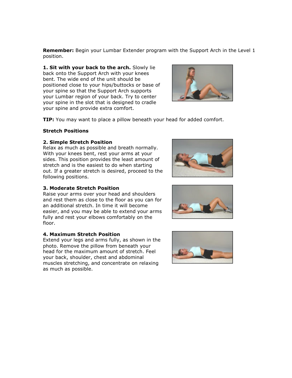 Activeforever Lumbar Extender Back Stretcher User Manual | 2 pages