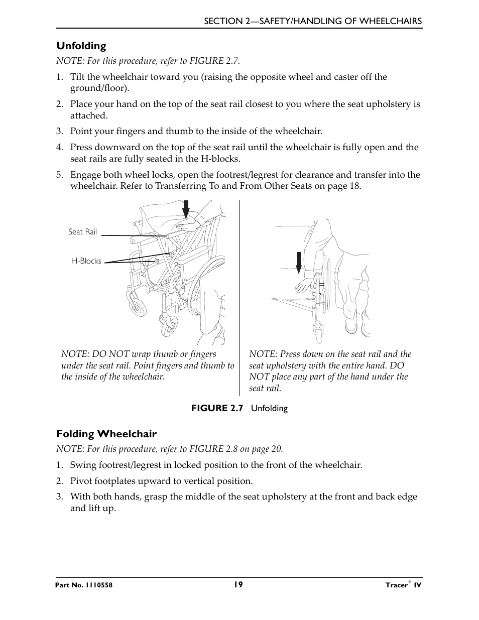 Unfolding, Folding wheelchair | Activeforever Invacare Tracer IV Wheelchair User Manual | Page 19 / 51