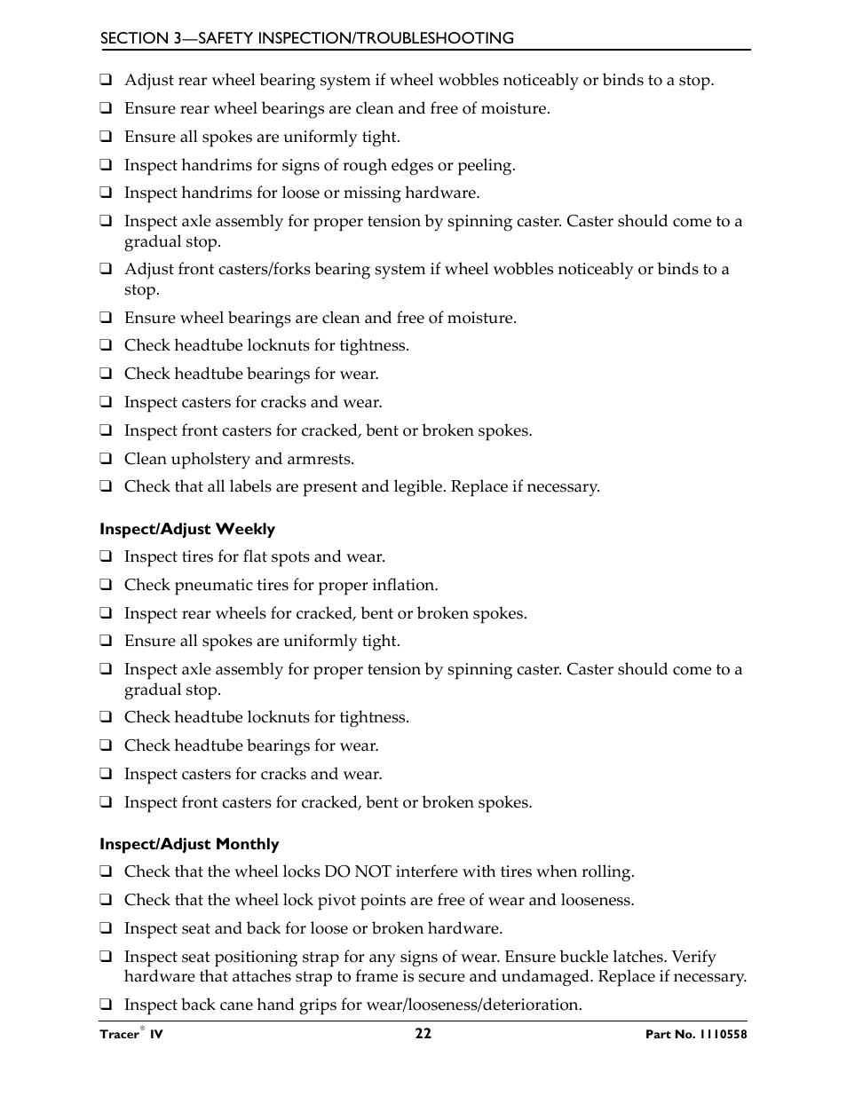 Activeforever Invacare Tracer IV Wheelchair User Manual | Page 22 / 51