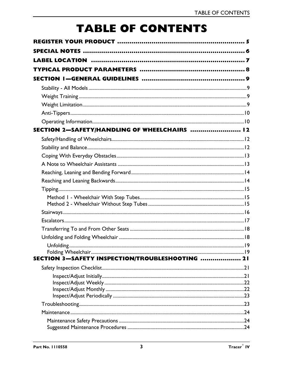 Activeforever Invacare Tracer IV Wheelchair User Manual | Page 3 / 51