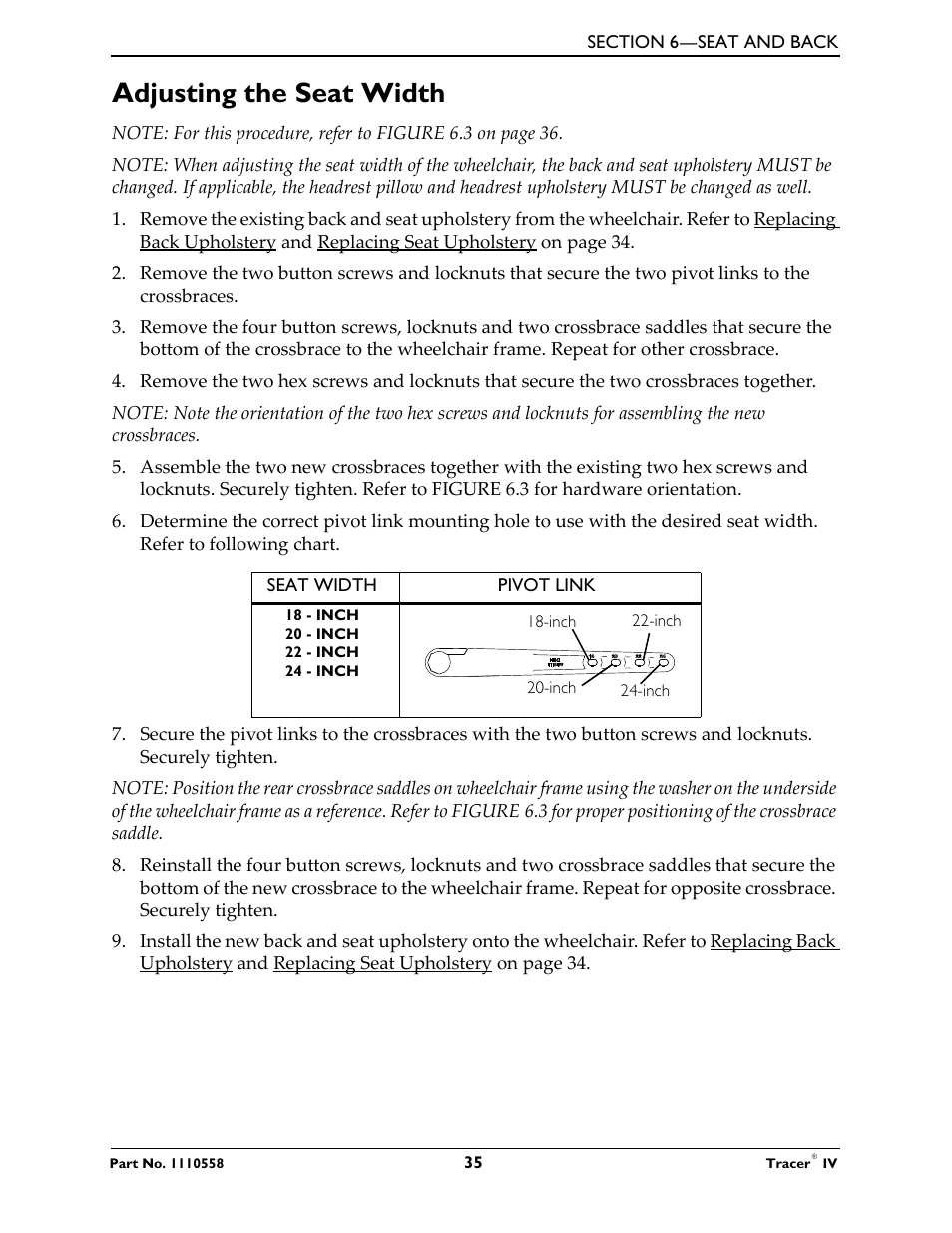 Adjusting the seat width | Activeforever Invacare Tracer IV Wheelchair User Manual | Page 35 / 51