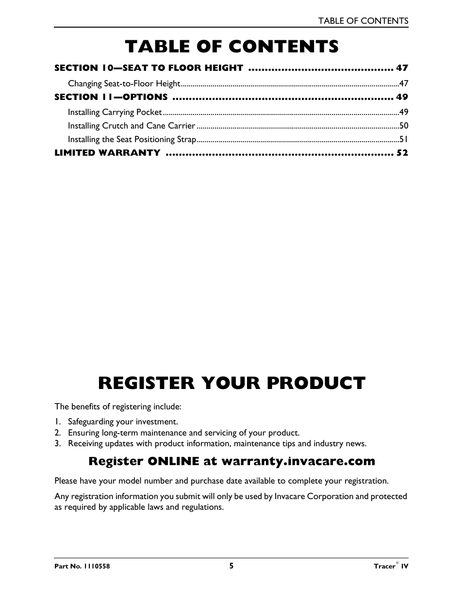 Activeforever Invacare Tracer IV Wheelchair User Manual | Page 5 / 51