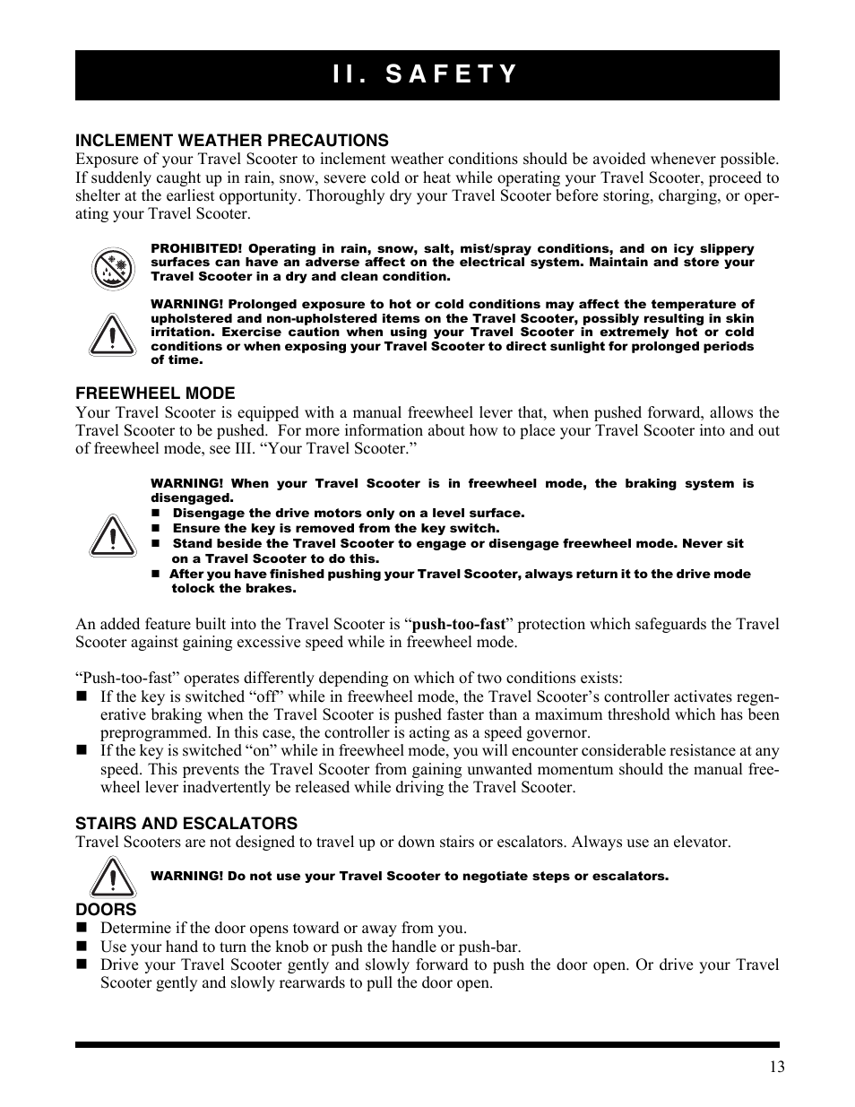 Ii. safety | Activeforever Pride Go Go Elite Traveller Plus Electric Scooter User Manual | Page 13 / 40