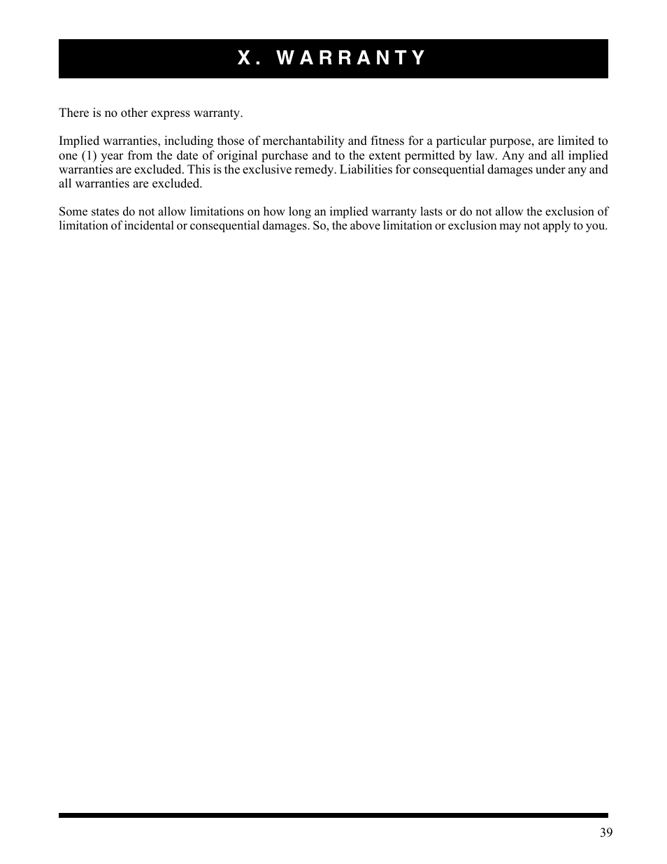 X. warranty | Activeforever Pride Go Go Elite Traveller Plus Electric Scooter User Manual | Page 39 / 40