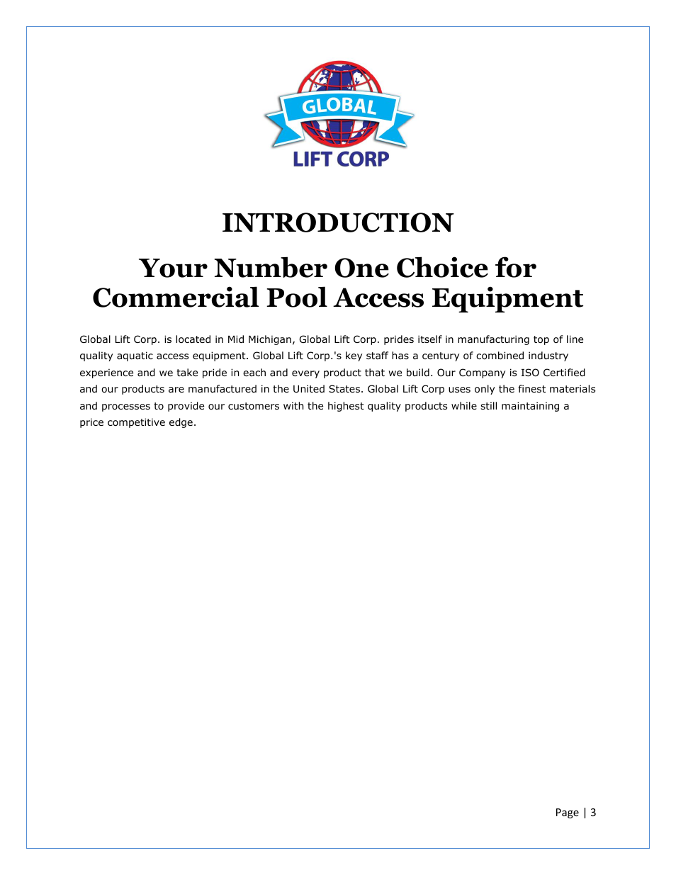 Activeforever Global Lift P-375 Proformance Series ADA Pool Lift User Manual | Page 3 / 12