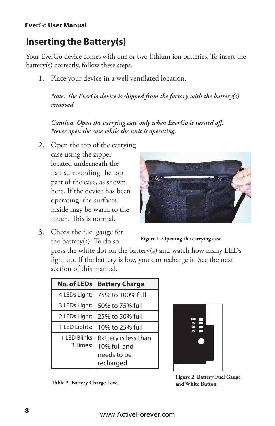 Inserting the battery(s) | Activeforever Respironics EverGo Portable Oxygen Concentrator User Manual | Page 11 / 38