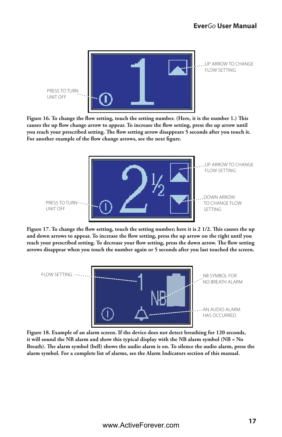 17 ever go user manual | Activeforever Respironics EverGo Portable Oxygen Concentrator User Manual | Page 20 / 38