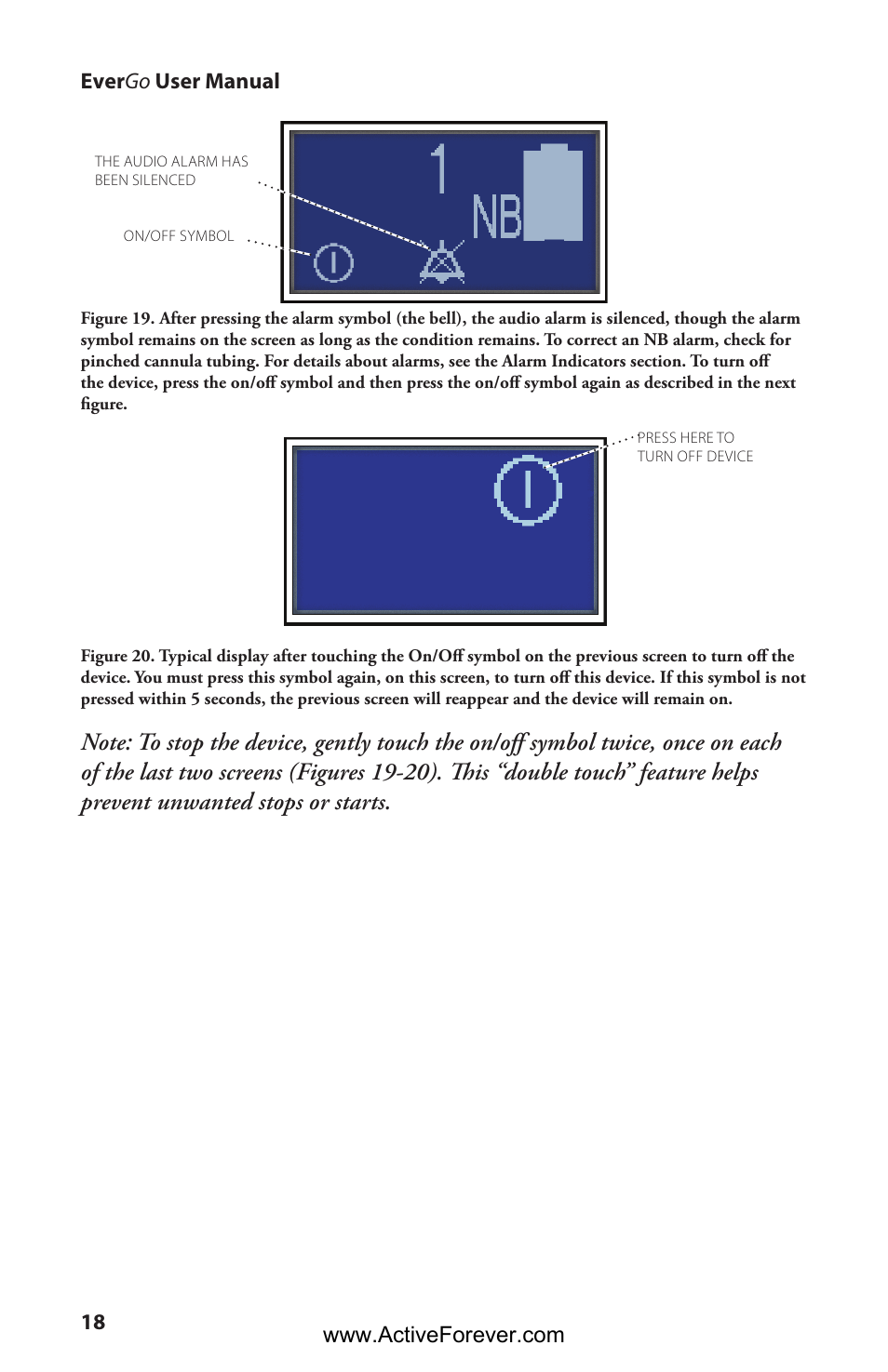 18 ever go user manual | Activeforever Respironics EverGo Portable Oxygen Concentrator User Manual | Page 21 / 38
