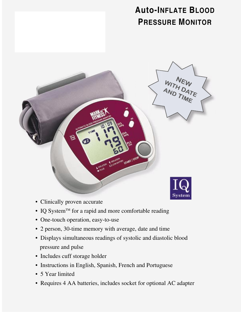 Activeforever Mark of Fitness MF 46 Blood Pressure Monitor User Manual | 2 pages