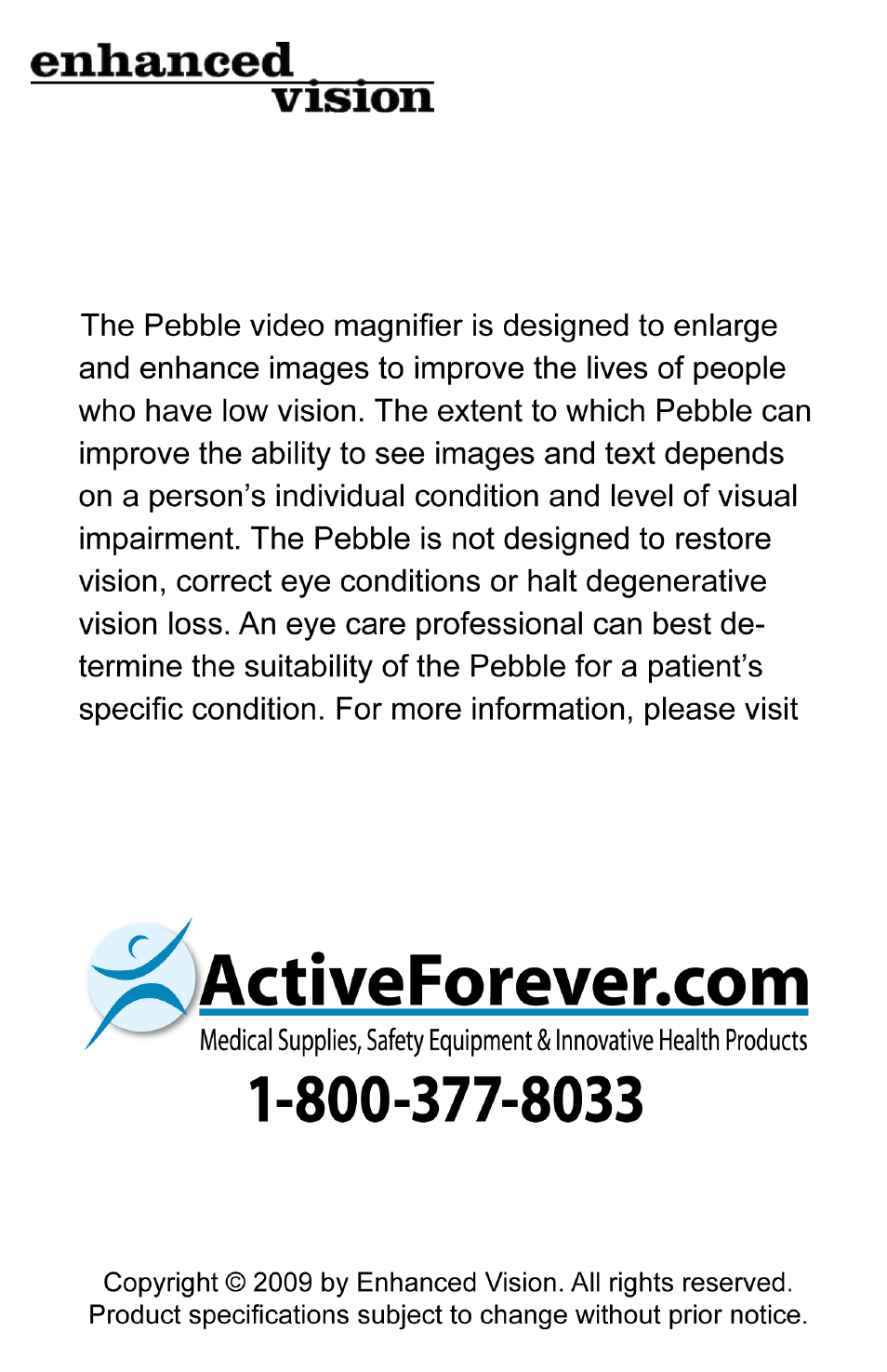 Activeforever Enhanced Vision Pebble Portable Video Magnifier User Manual | Page 19 / 19