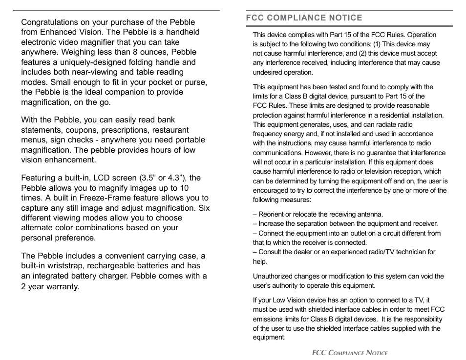 Activeforever Enhanced Vision Pebble Portable Video Magnifier User Manual | Page 2 / 19