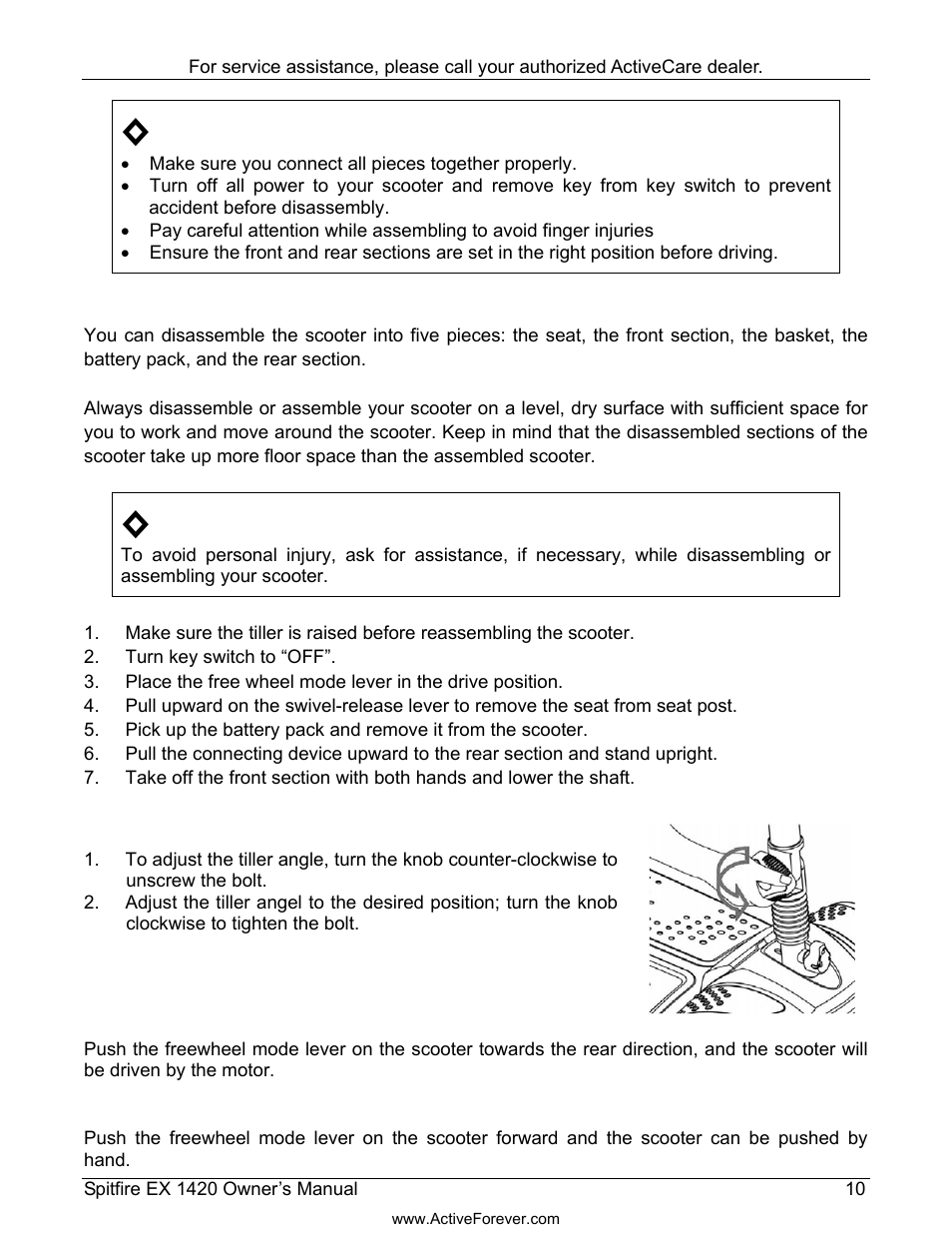 Activeforever ActiveCare Spitfire EX 1420 Travel Scooter User Manual | Page 11 / 24