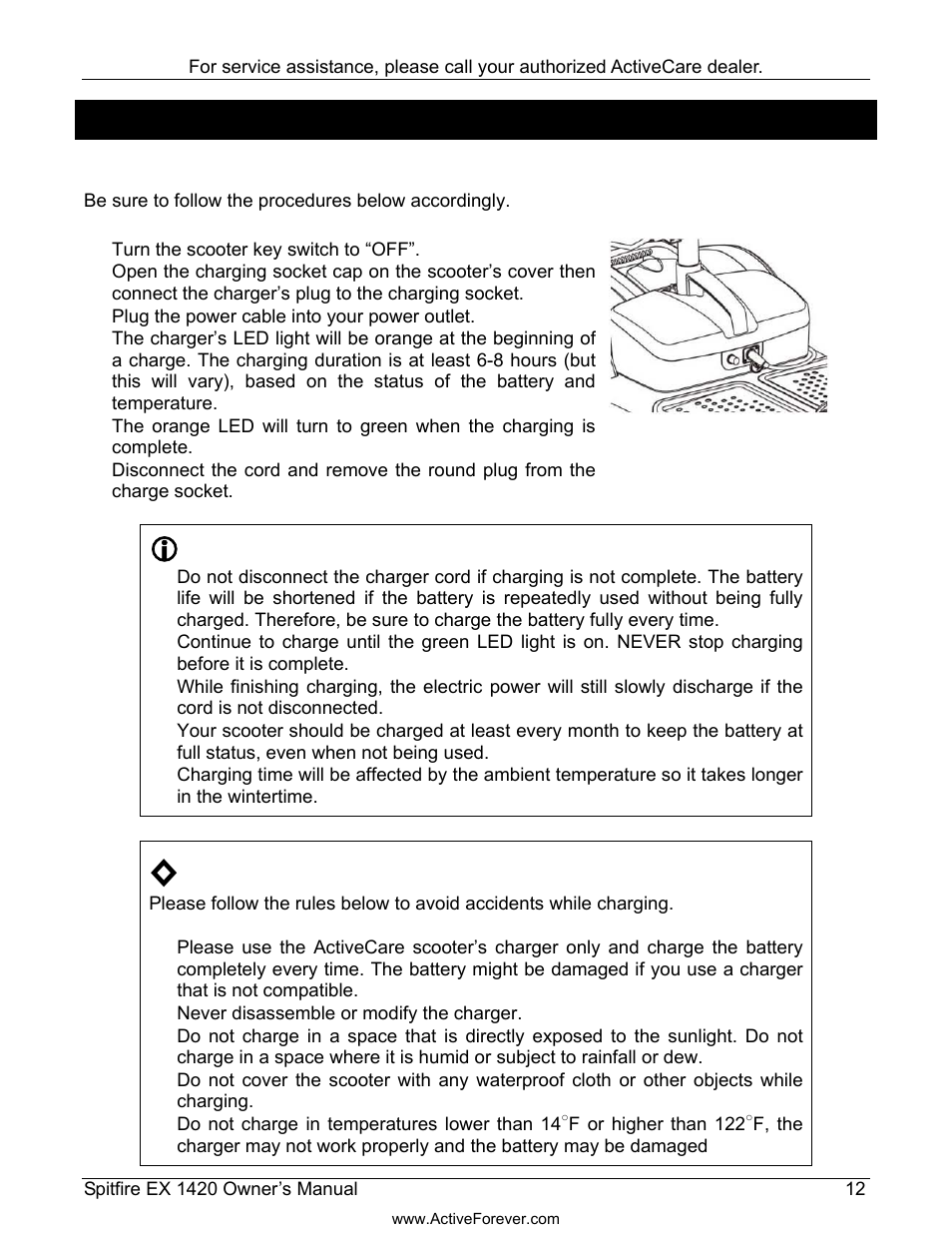Batteries & charger | Activeforever ActiveCare Spitfire EX 1420 Travel Scooter User Manual | Page 13 / 24
