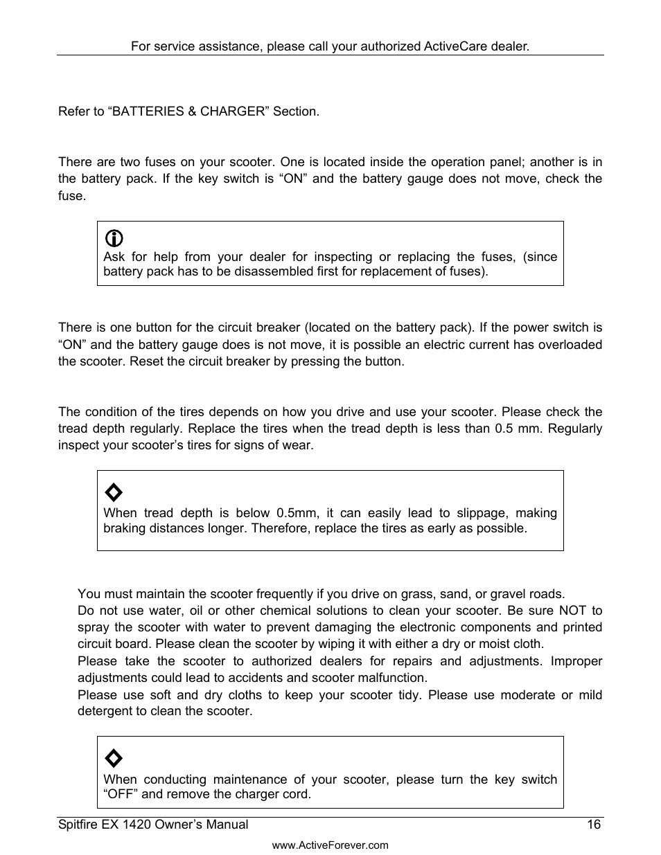 Fuse, Circuit breaker | Activeforever ActiveCare Spitfire EX 1420 Travel Scooter User Manual | Page 17 / 24