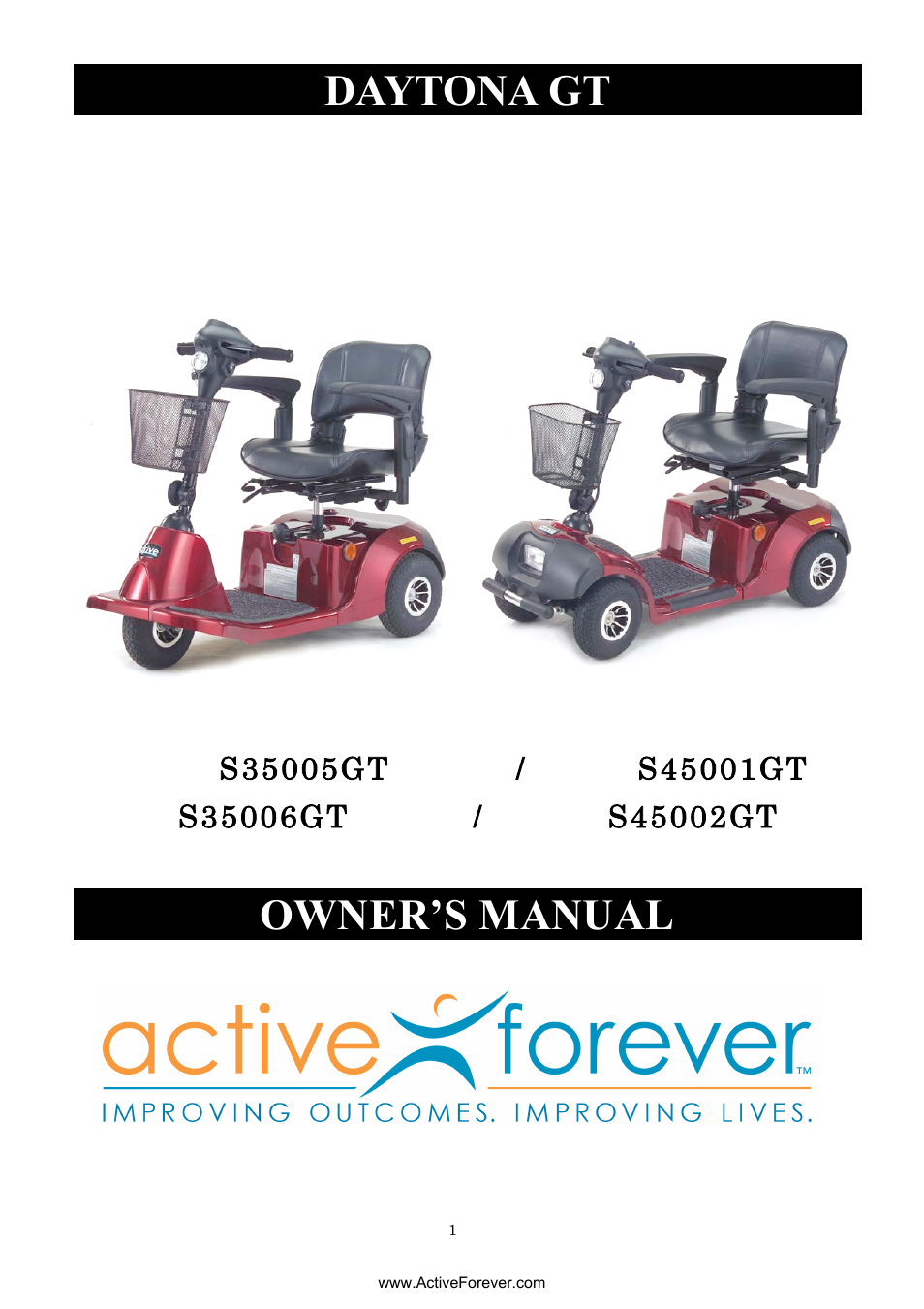 Activeforever Drive Daytona S45001gt Scooter (Red - with Peace of Mind Warranty) User Manual | 32 pages