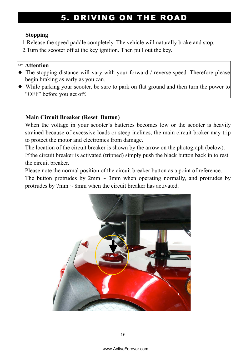 Driving on the road | Activeforever Drive Daytona S45001gt Scooter (Red - with Peace of Mind Warranty) User Manual | Page 16 / 32