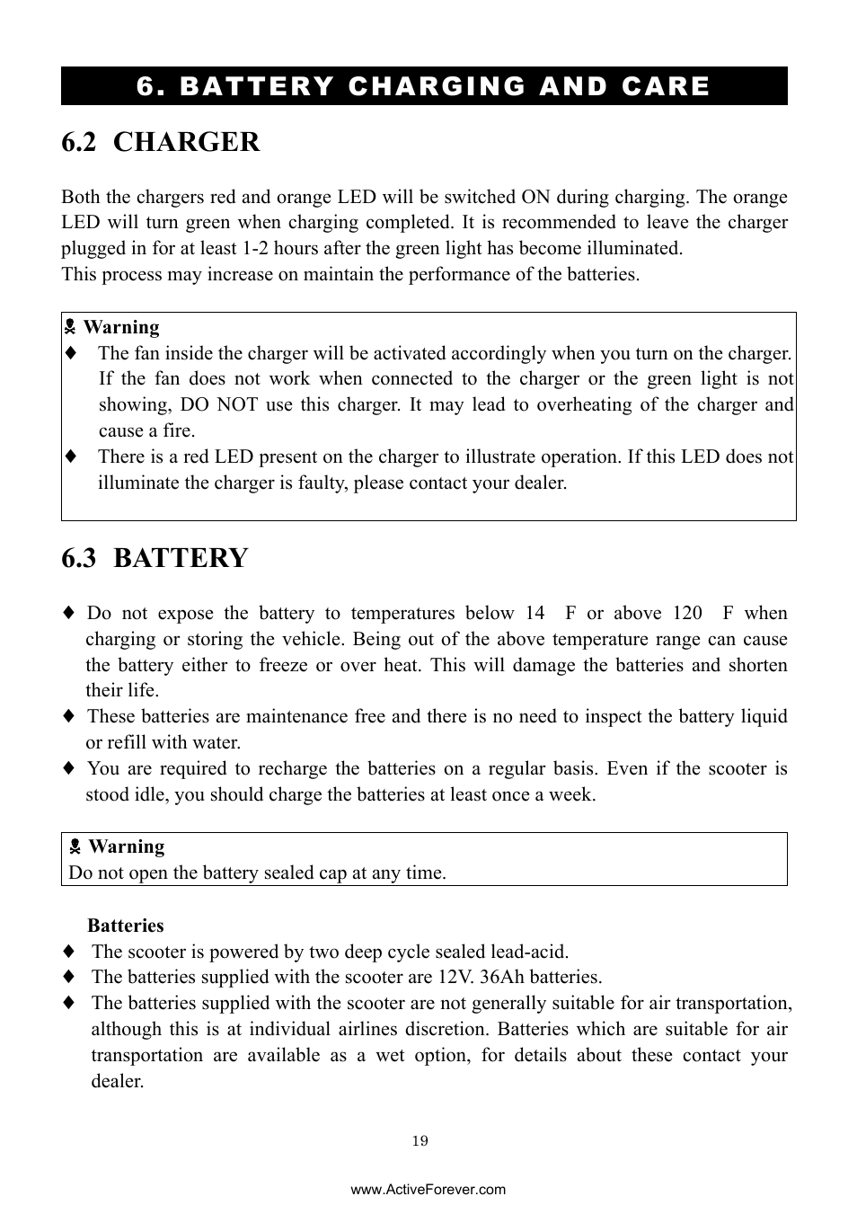 2 charger, 3 battery, Battery charging and care | Activeforever Drive Daytona S45001gt Scooter (Red - with Peace of Mind Warranty) User Manual | Page 19 / 32