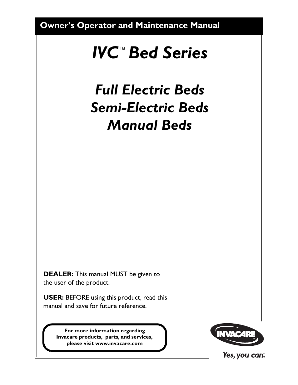 Activeforever Invacare Semi-Electric Home Care Hospital Bed User Manual | 39 pages