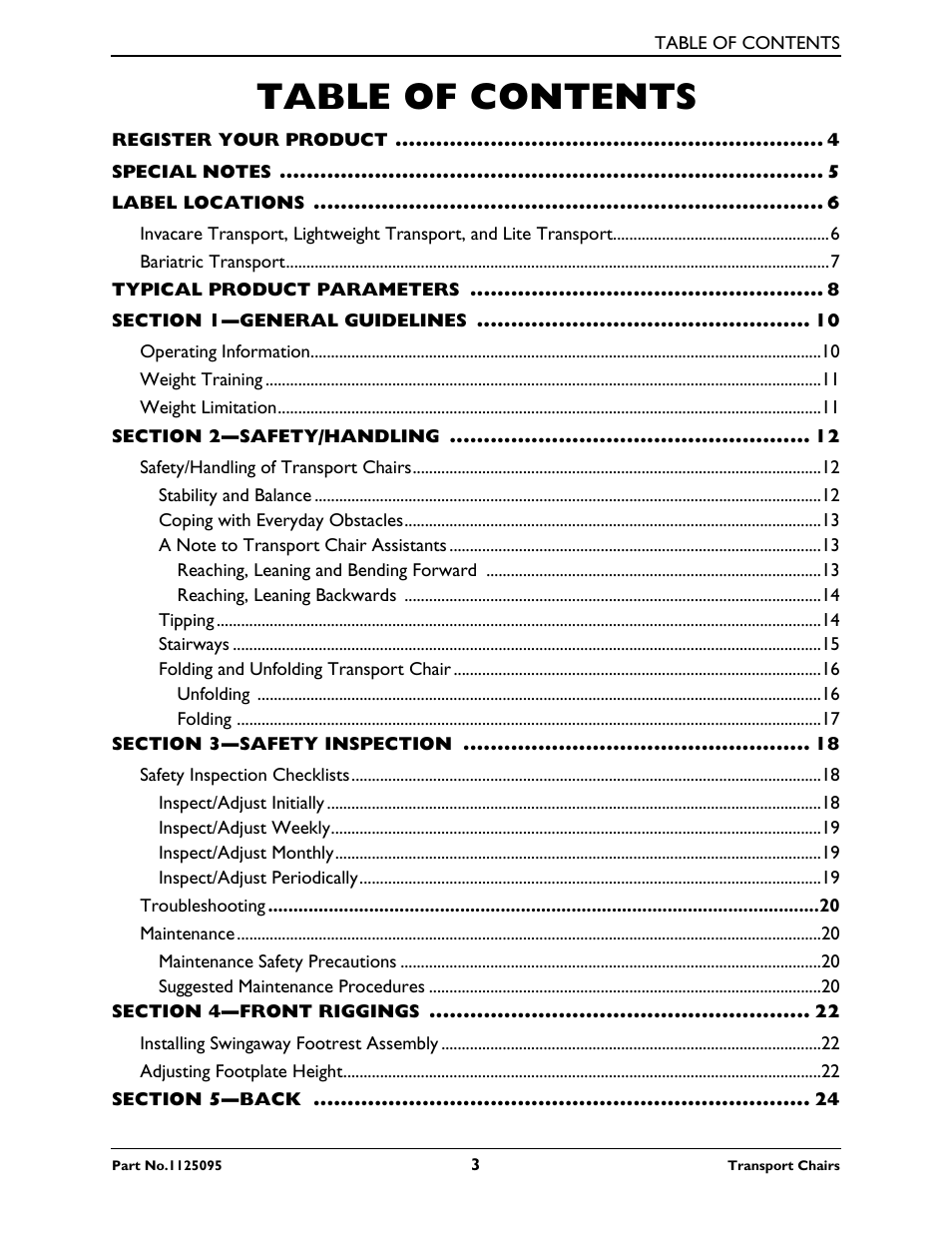Activeforever Invacare Tracer Transport Wheelchair User Manual | Page 3 / 33