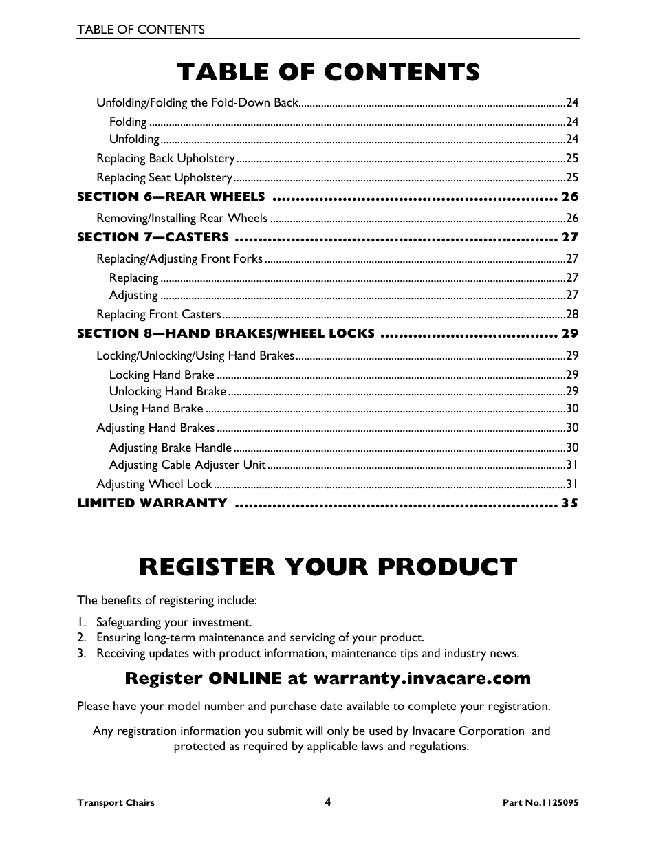 Activeforever Invacare Tracer Transport Wheelchair User Manual | Page 4 / 33