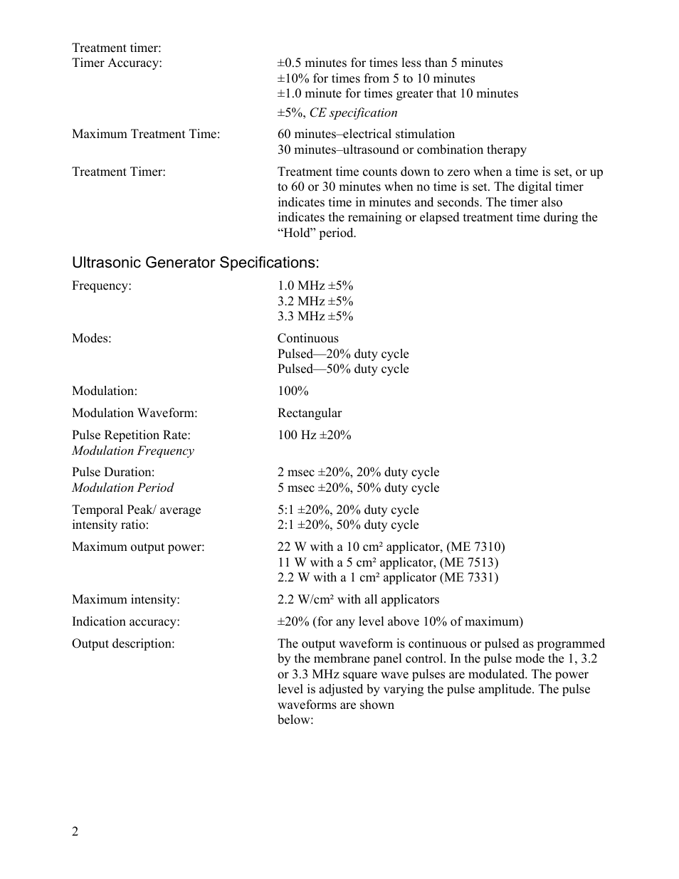 Activeforever Mettler Sonicator Plus 992 2-Channel Combination Therapy Device User Manual | Page 2 / 8