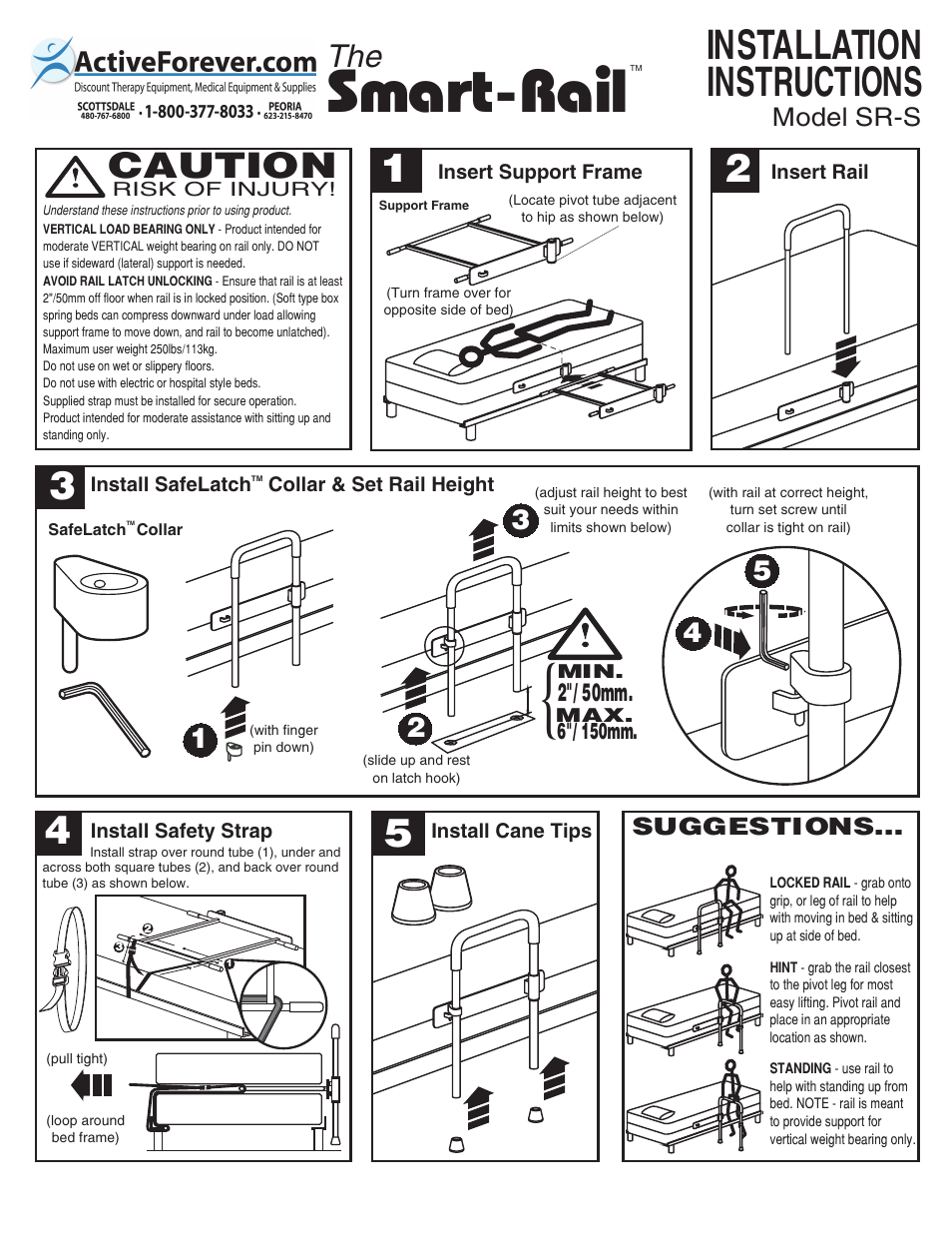 Activeforever Health Craft Smart Rail System Bed Rail User Manual | 1 page