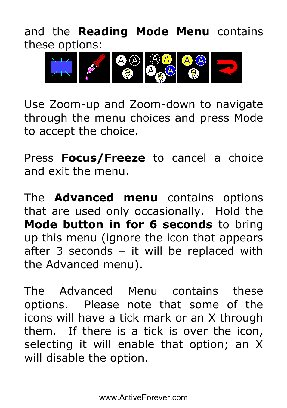 Activeforever QuickLook Focus Portable Video Magnifier User Manual | Page 12 / 19