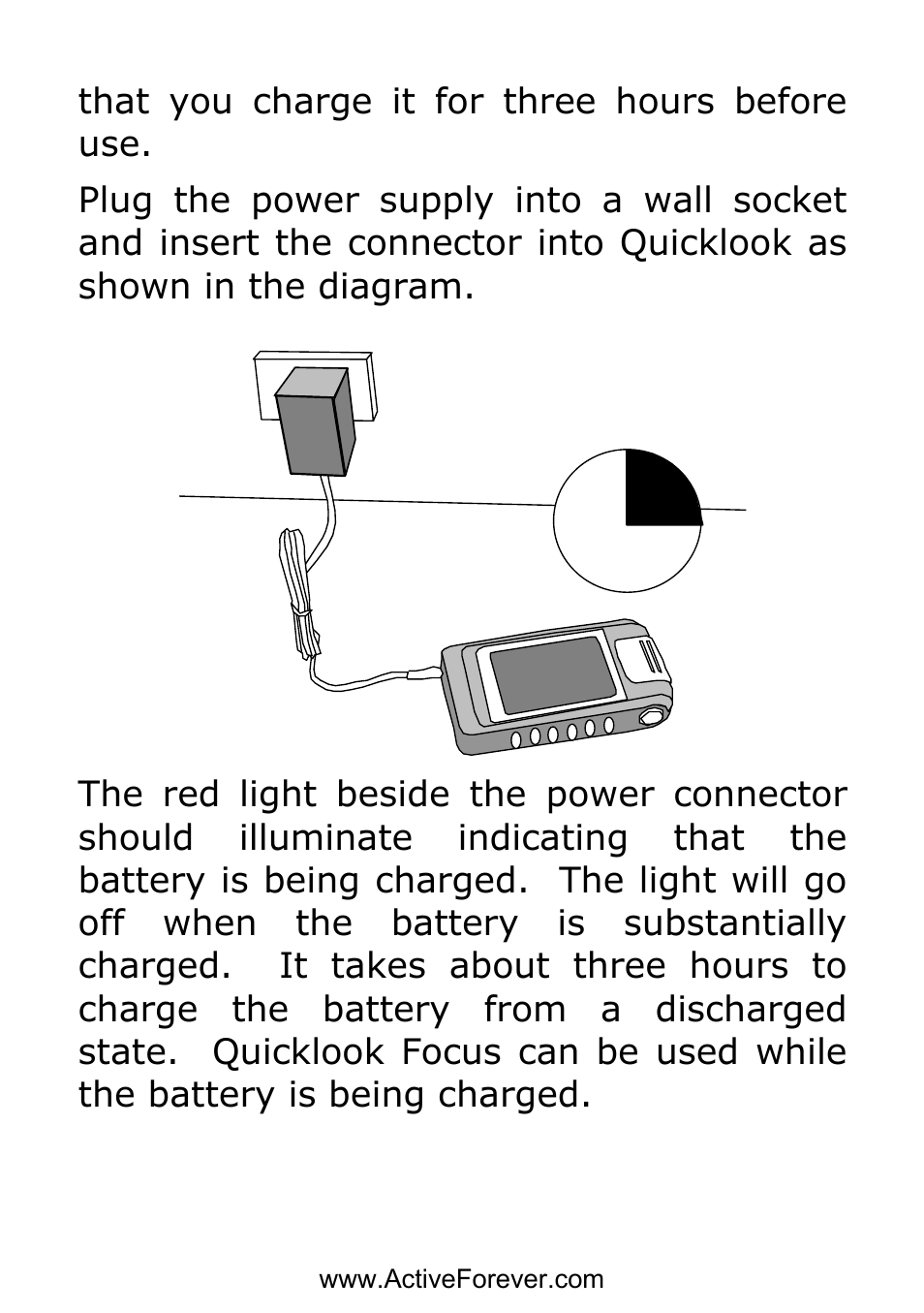 3 hrs | Activeforever QuickLook Focus Portable Video Magnifier User Manual | Page 4 / 19
