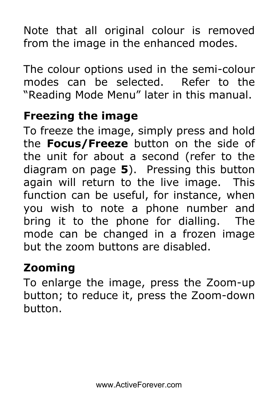 Activeforever QuickLook Focus Portable Video Magnifier User Manual | Page 8 / 19