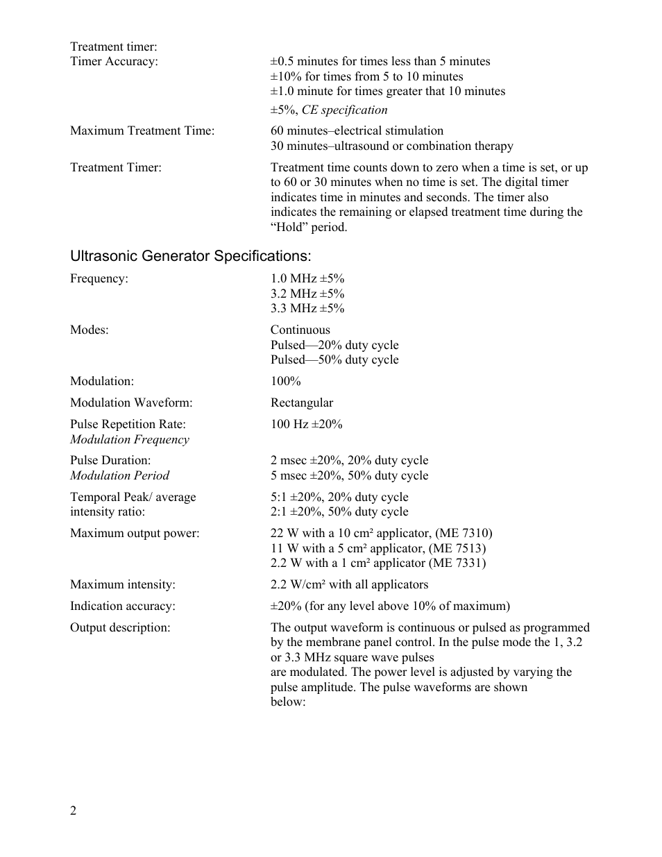 Activeforever Mettler Sonicator Plus 994 4-Channel Combination Therapy Device User Manual | Page 2 / 8
