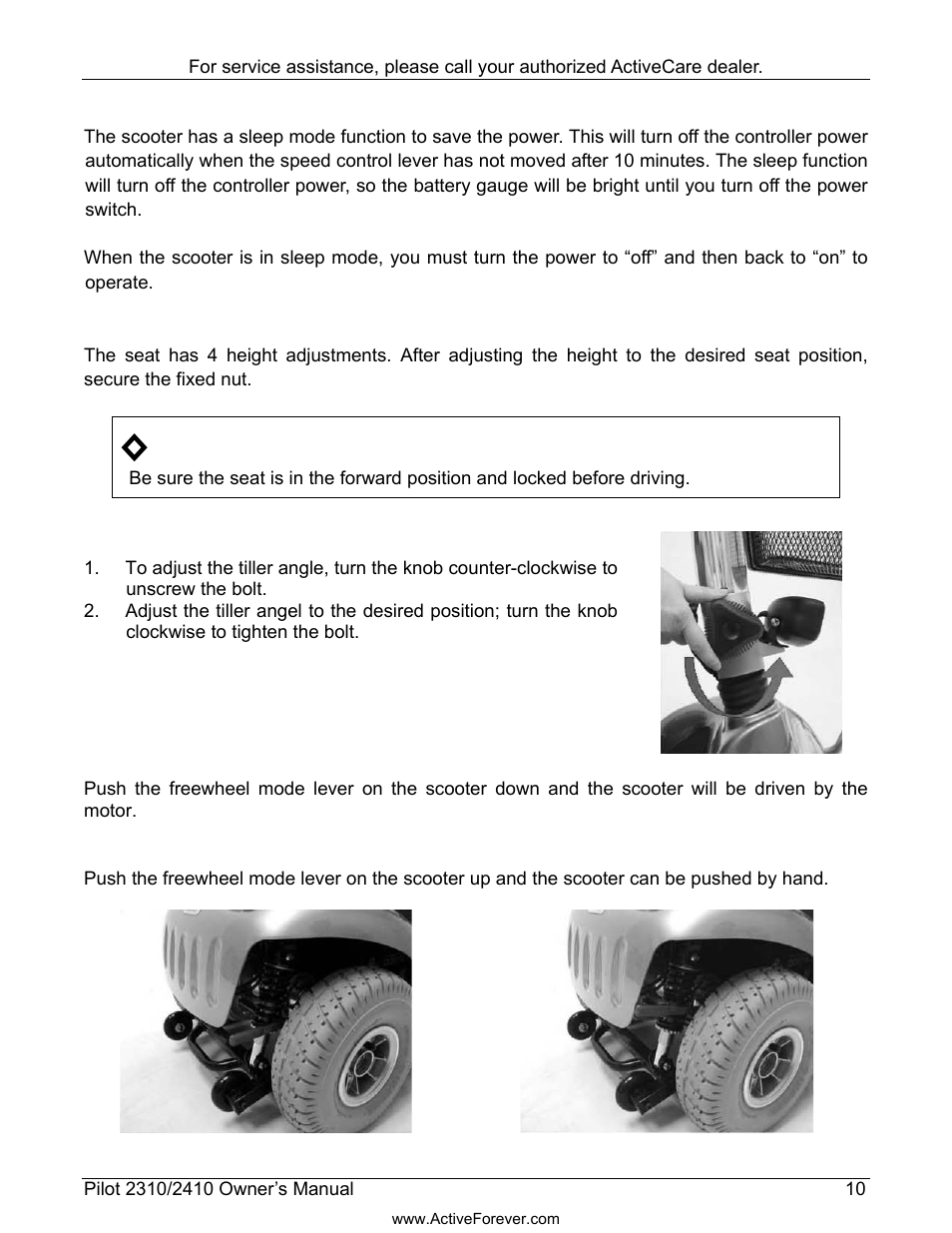 Activeforever ActiveCare Pilot 2410 Power Scooter User Manual | Page 11 / 24