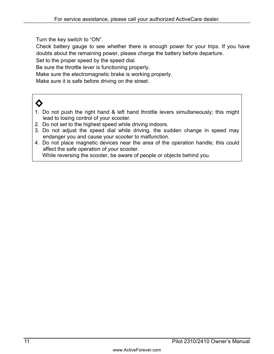Activeforever ActiveCare Pilot 2410 Power Scooter User Manual | Page 12 / 24
