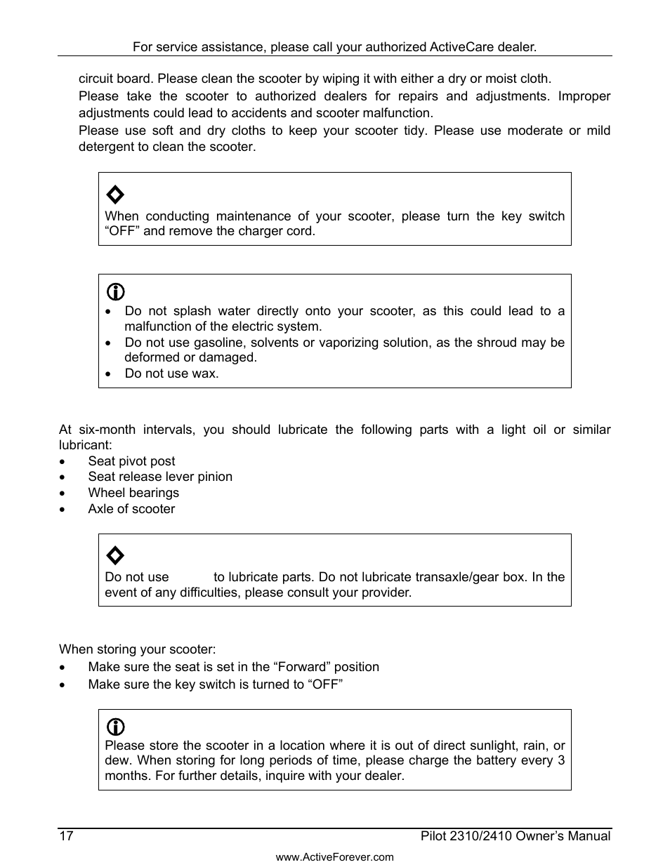 Activeforever ActiveCare Pilot 2410 Power Scooter User Manual | Page 18 / 24