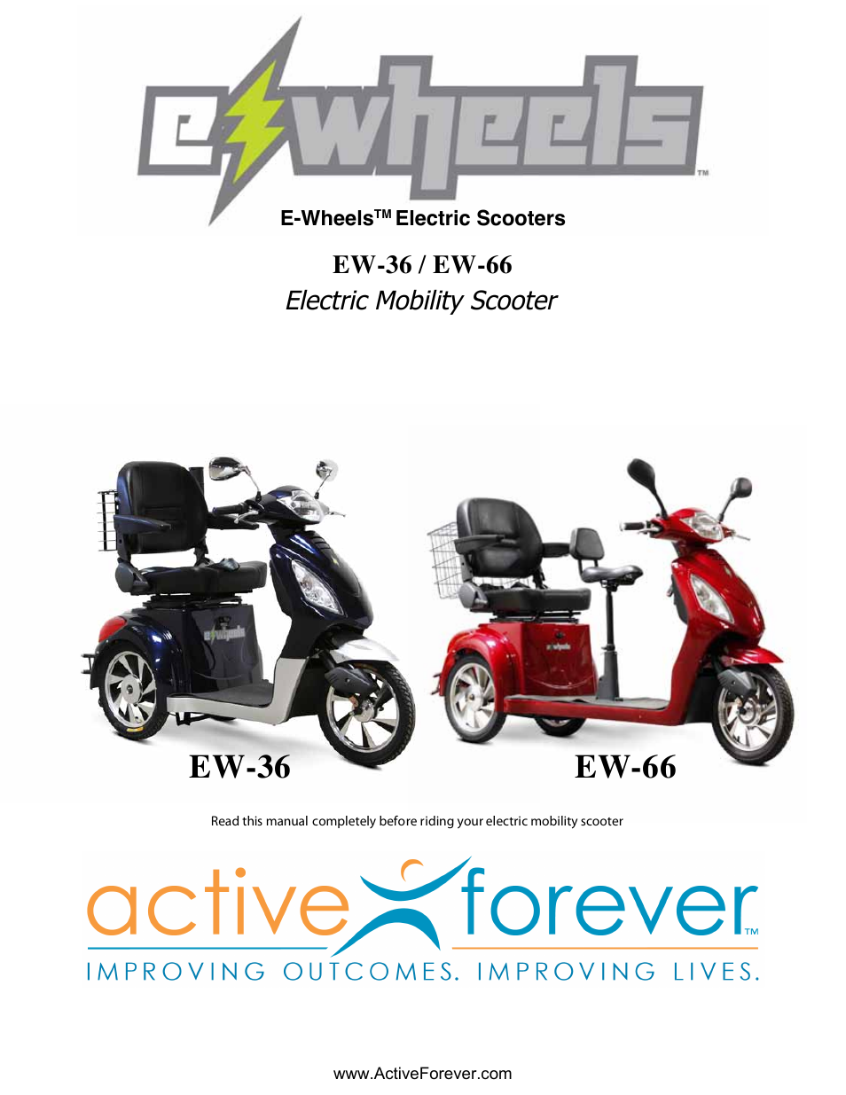 Activeforever EWheels EW-66 2 Passenger Mobility Scooter User Manual | 27 pages