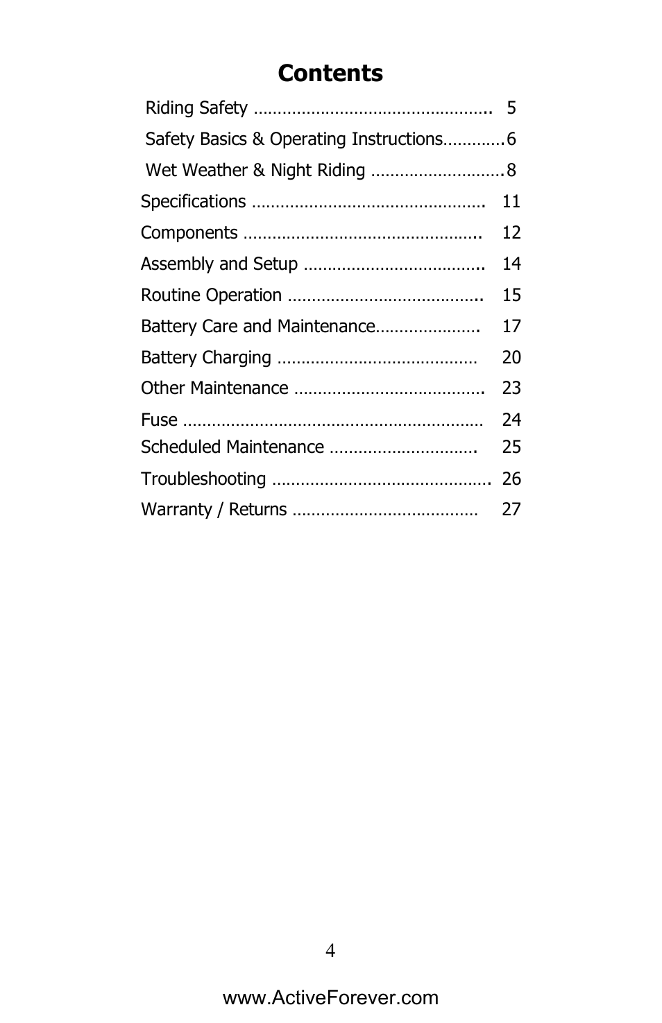 Activeforever EWheels EW-66 2 Passenger Mobility Scooter User Manual | Page 5 / 27
