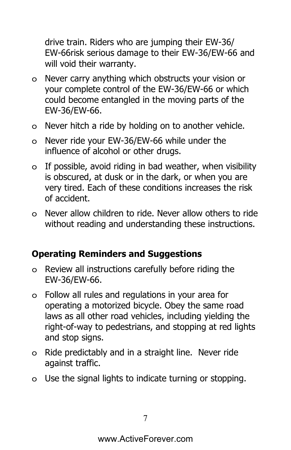 Activeforever EWheels EW-66 2 Passenger Mobility Scooter User Manual | Page 8 / 27