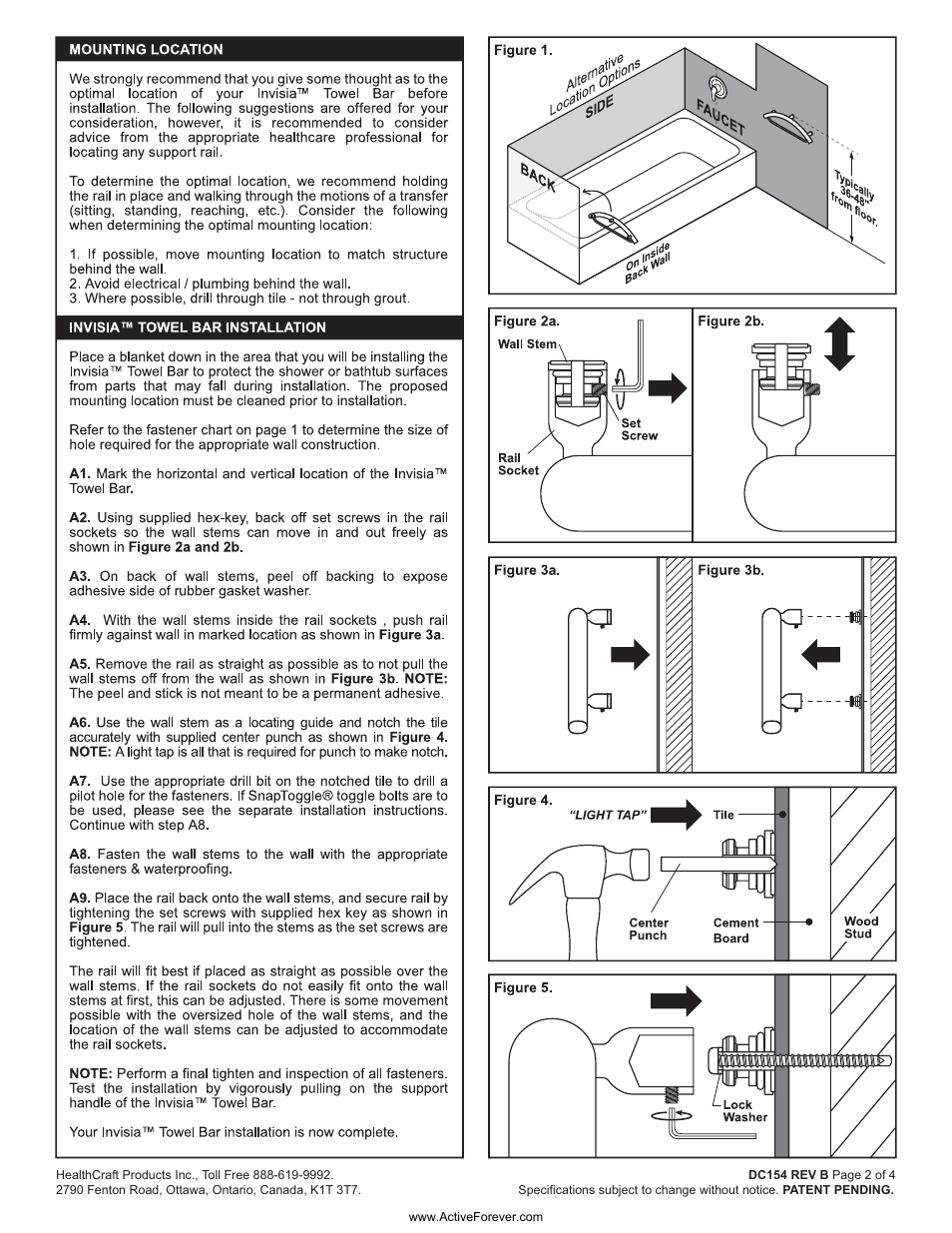 Activeforever Invisia Collection Towel Bar and Support Rail User Manual | Page 2 / 4