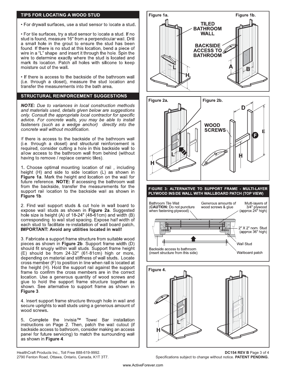 Activeforever Invisia Collection Towel Bar and Support Rail User Manual | Page 3 / 4