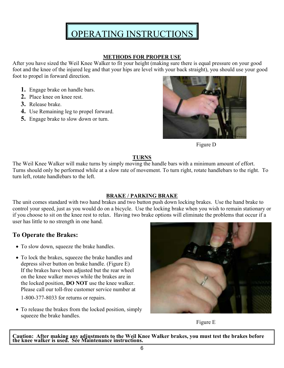 Operating instructions | Activeforever Weil Knee Scooter User Manual | Page 6 / 7