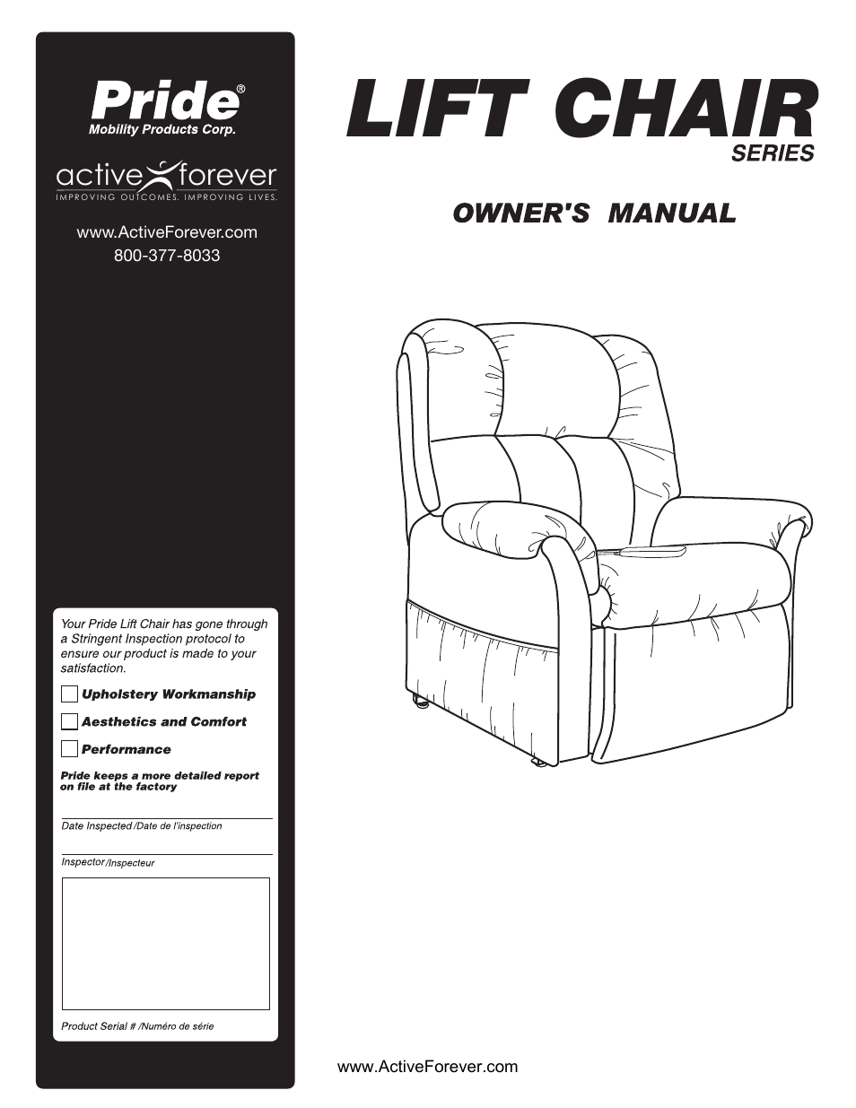 Activeforever Pride Lift Chair Classic Collection 2 Position User Manual | 17 pages