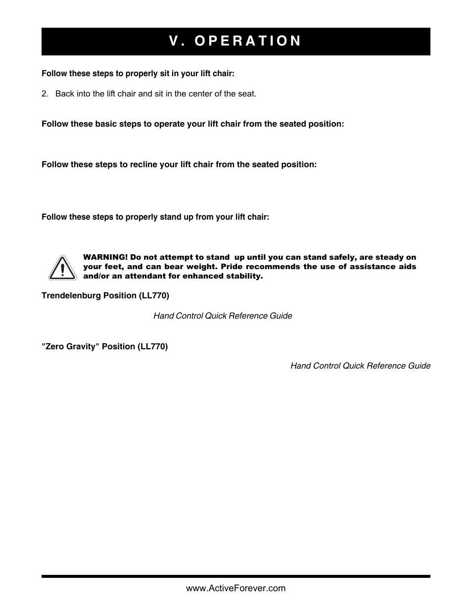 Activeforever Pride Lift Chair Classic Collection 2 Position User Manual | Page 14 / 17