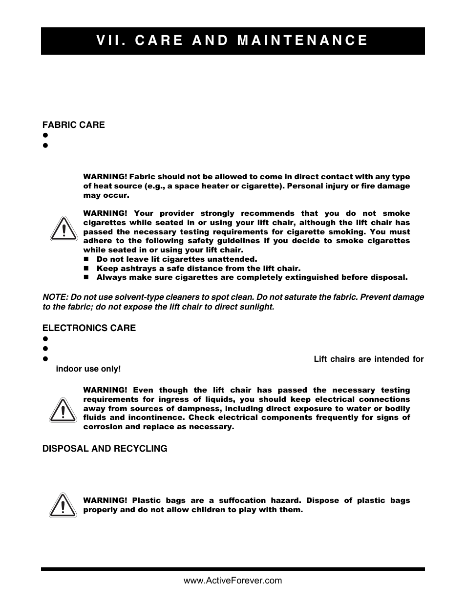 Activeforever Pride Lift Chair Classic Collection 2 Position User Manual | Page 17 / 17