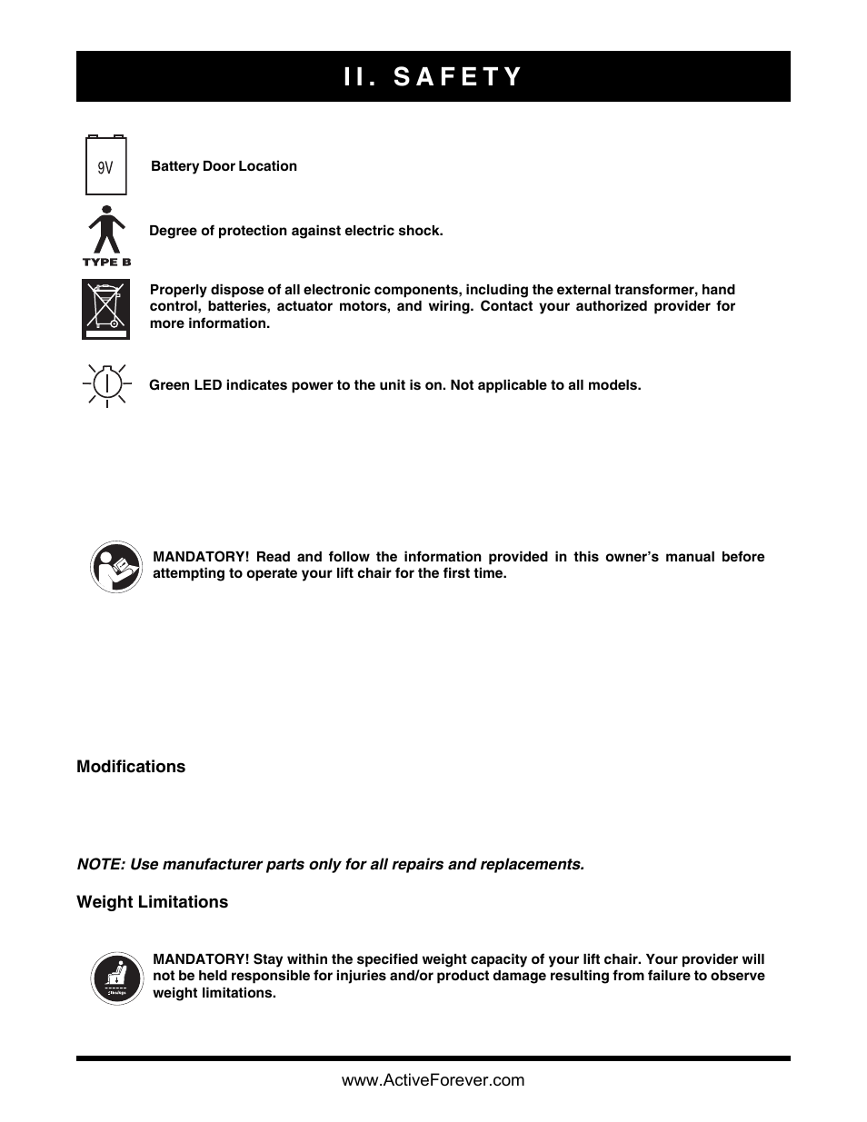 Activeforever Pride Lift Chair Classic Collection 2 Position User Manual | Page 6 / 17