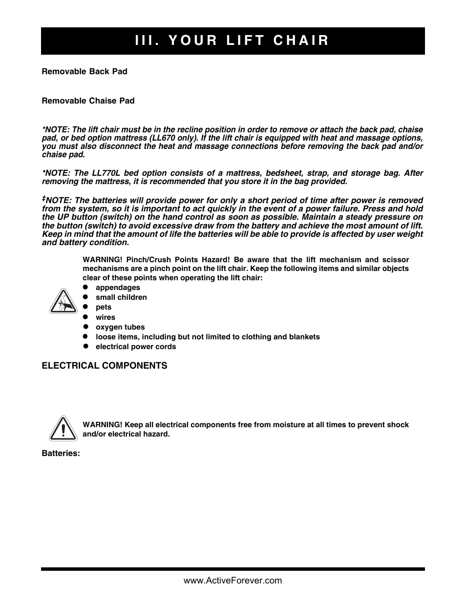 Activeforever Pride Lift Chair Classic Collection 2 Position User Manual | Page 9 / 17