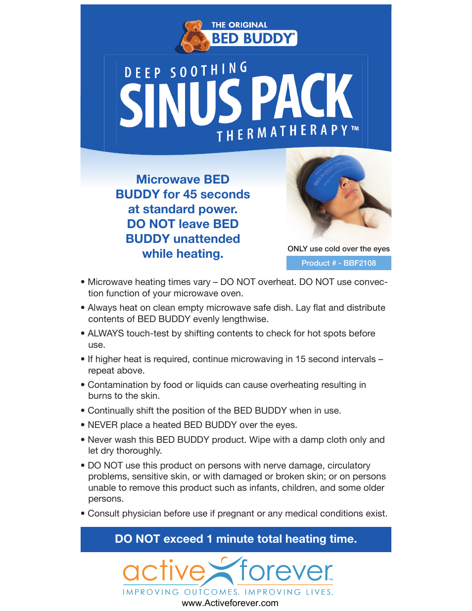 Activeforever Bed Buddy Sinus Pack User Manual | 1 page