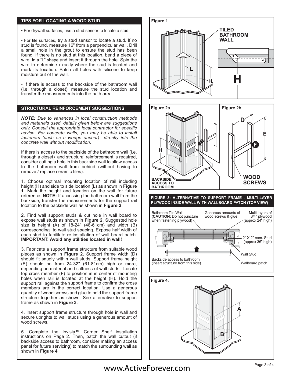 Activeforever Invisia Collection Corner Shelf with Support Rail User Manual | Page 3 / 4