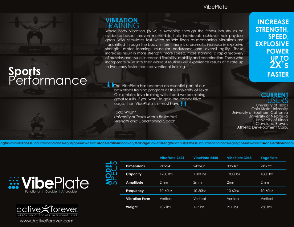 Activeforever VibePlate Exercise Vibration Plate User Manual | 2 pages