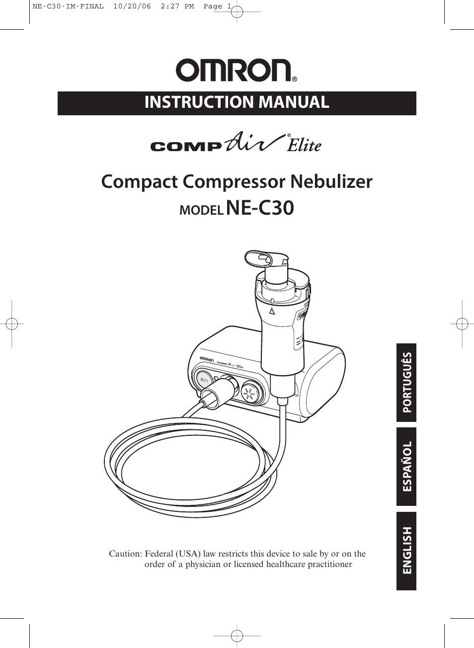 Activeforever Omron CompAir Elite Portable Compressor Nebulizer NE-C30 User Manual | 26 pages