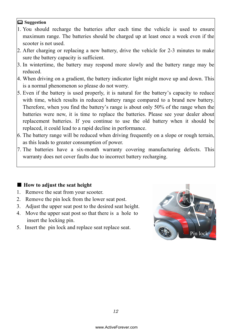Activeforever Phoenix S35010 Power Mobility Scooter (3 Wheel) User Manual | Page 12 / 29