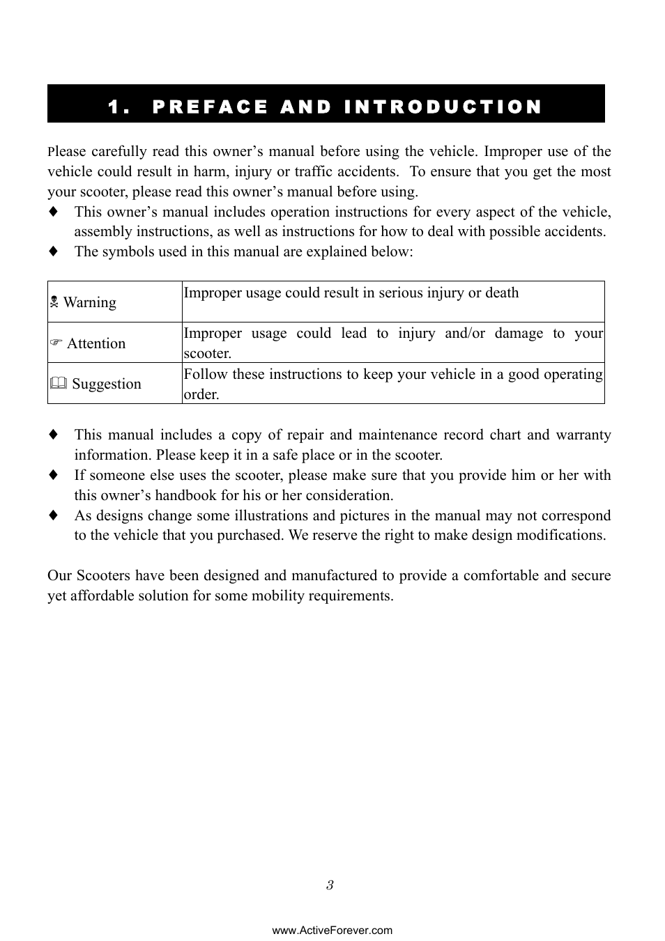 Activeforever Phoenix S35010 Power Mobility Scooter (3 Wheel) User Manual | Page 3 / 29